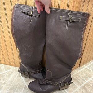 Brown Leather Knee-High Boots